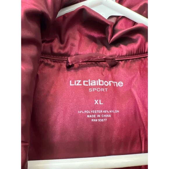 Liz Claiborne Sport Puffer Vest Size XL Full Zip Burgundy Red Gorpcore Outerwear - Picture 3 of 8